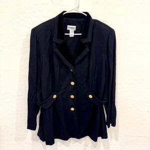 Vintage Gemini Blazer Jacket Womens Black Velvet Gold Buttons Preppy Academia